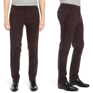 Ag Adriano Goldschmied Men's Dark Brown Slim Pants with Side Tape